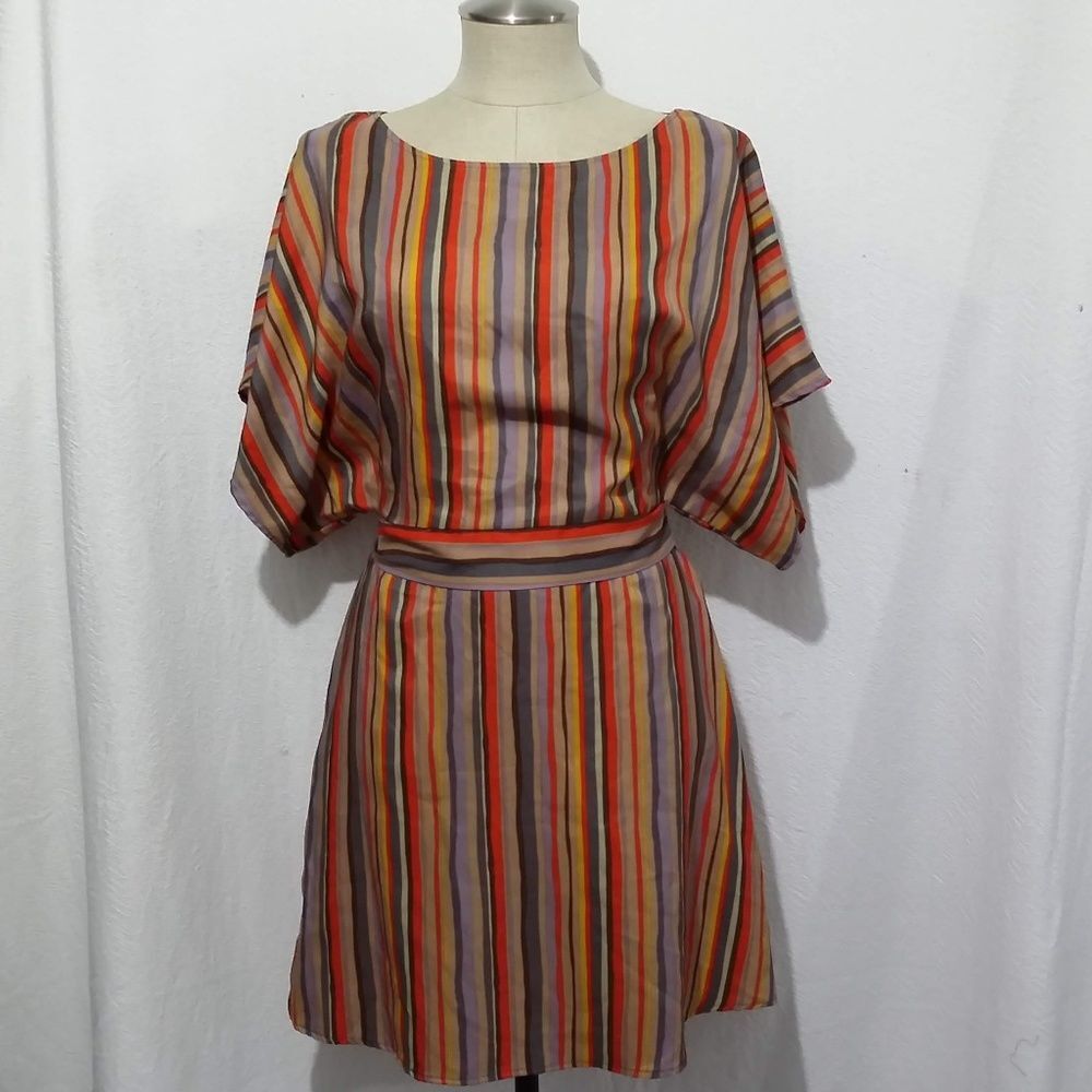 BCBGMAXAZRIA MULTICOLOR STRIPS DRESS S (A3